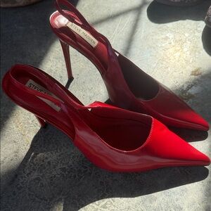 Steve Madden Red Patent Pointed Slingback Stiletto Pumps